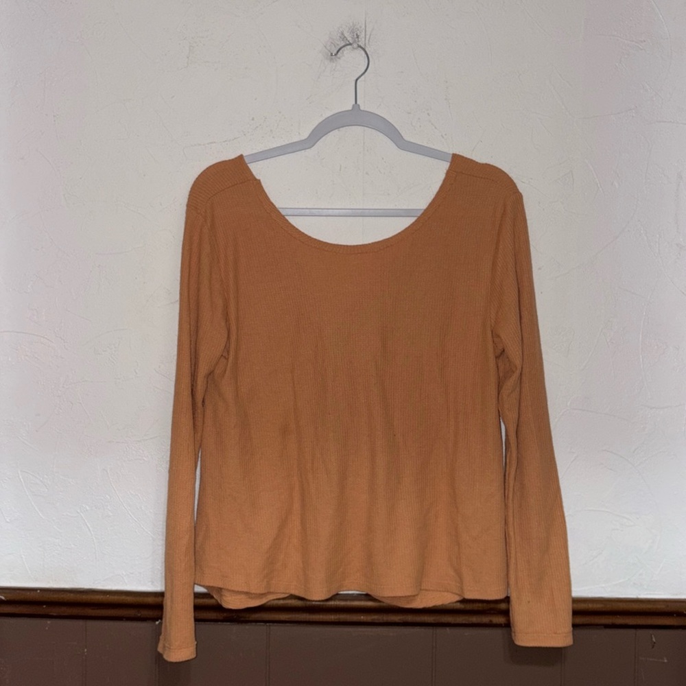 Bluenotes | Orange Waffle Knit Open Back Longsleeve
